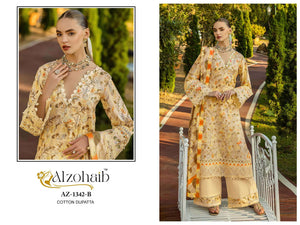 Alzohaib AZ-1342 Cotton Embroidered Pakistani Suit