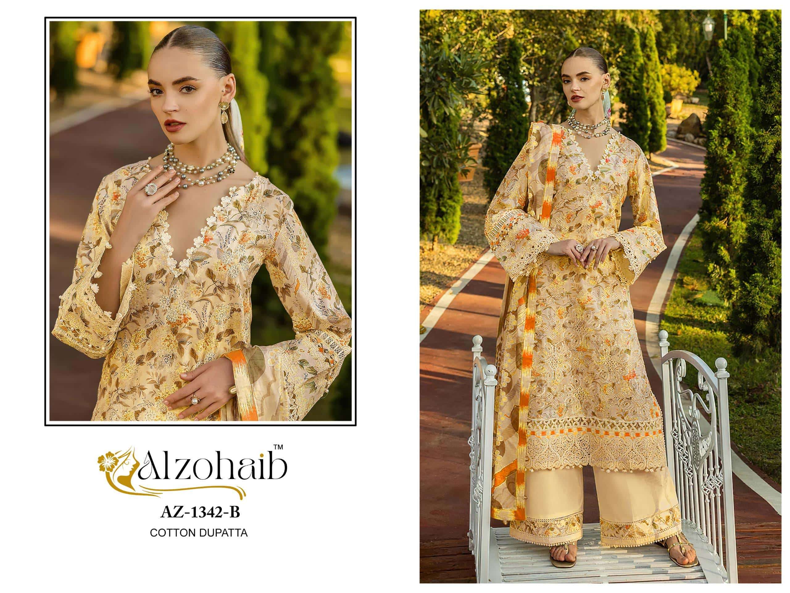Alzohaib AZ-1342 Cotton Embroidered Pakistani Suit
