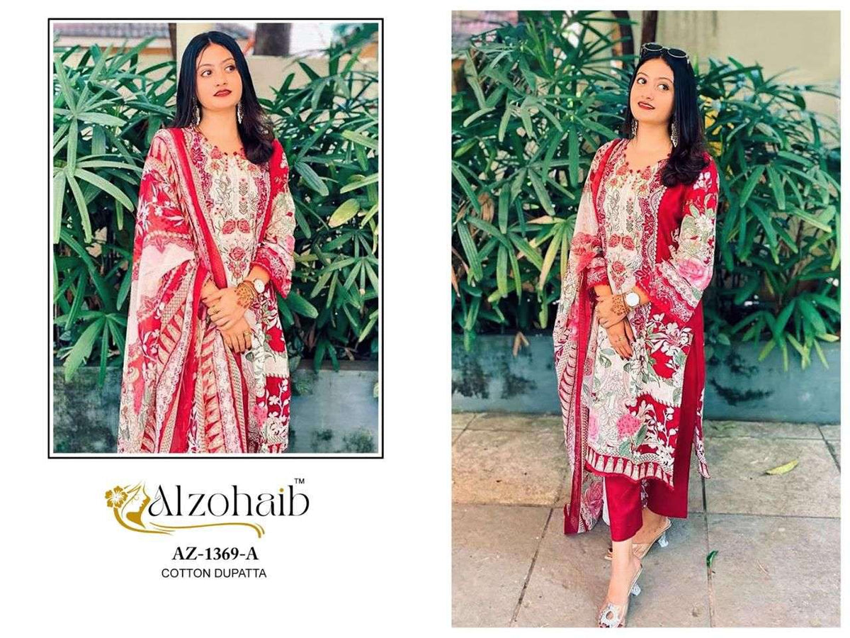ALZOHAIB AZ - 1369 Cotton Pakistani Suit Wholesale Surat India - Amrah Wholesale