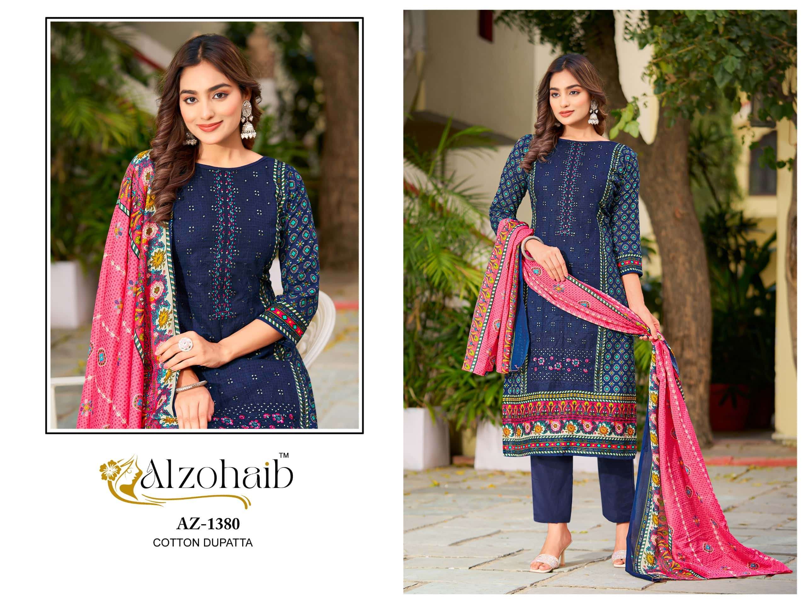 Alzohaib AZ - 1379 to AZ - 1381 Pakistani Suit Cotton Printed Wholesale - Amrah Wholesale