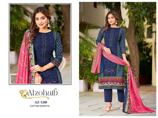 Alzohaib AZ - 1379 to AZ - 1381 Pakistani Suit Cotton Printed Wholesale - Amrah Wholesale