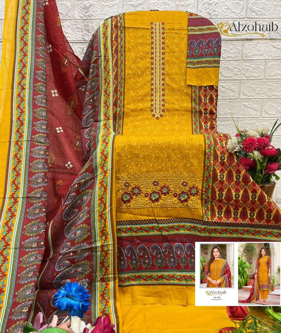 Alzohaib AZ - 1379 to AZ - 1381 Pakistani Suit Cotton Printed Wholesale - Amrah Wholesale