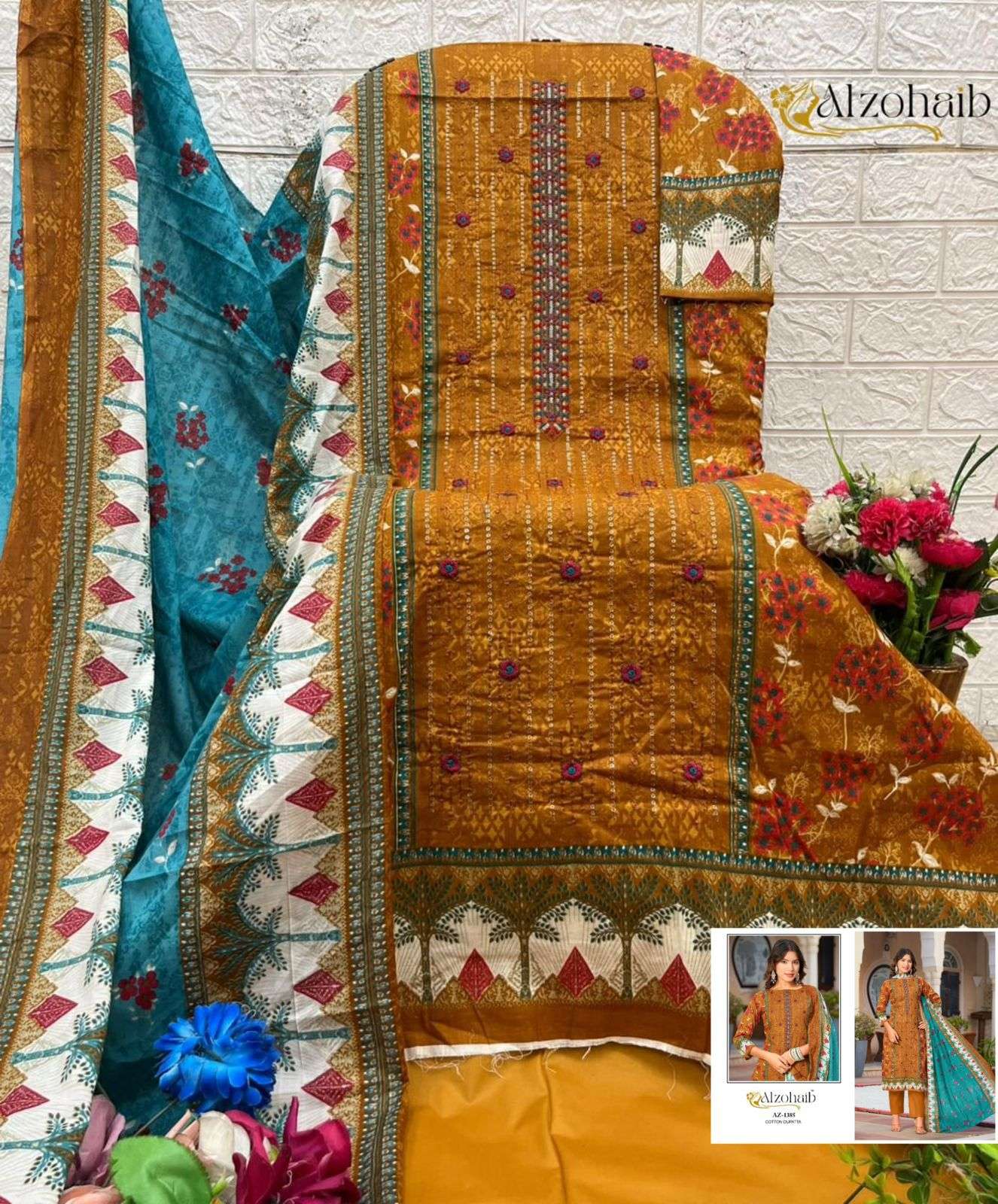Alzohaib Rahma AZ - 1382–1385 Pakistani Suit Wholesale Catalogue - Amrah Wholesale