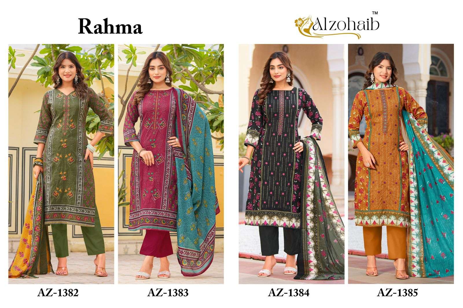 Alzohaib Rahma AZ - 1382–1385 Pakistani Suit Wholesale Catalogue - Amrah Wholesale