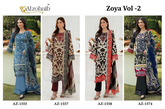 ALZOHAIB ZOYA Vol 2 Cotton Embroidered Pakistani Suit - Amrah Wholesale