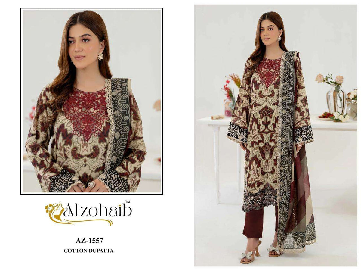 ALZOHAIB ZOYA Vol 2 Cotton Embroidered Pakistani Suit - Amrah Wholesale