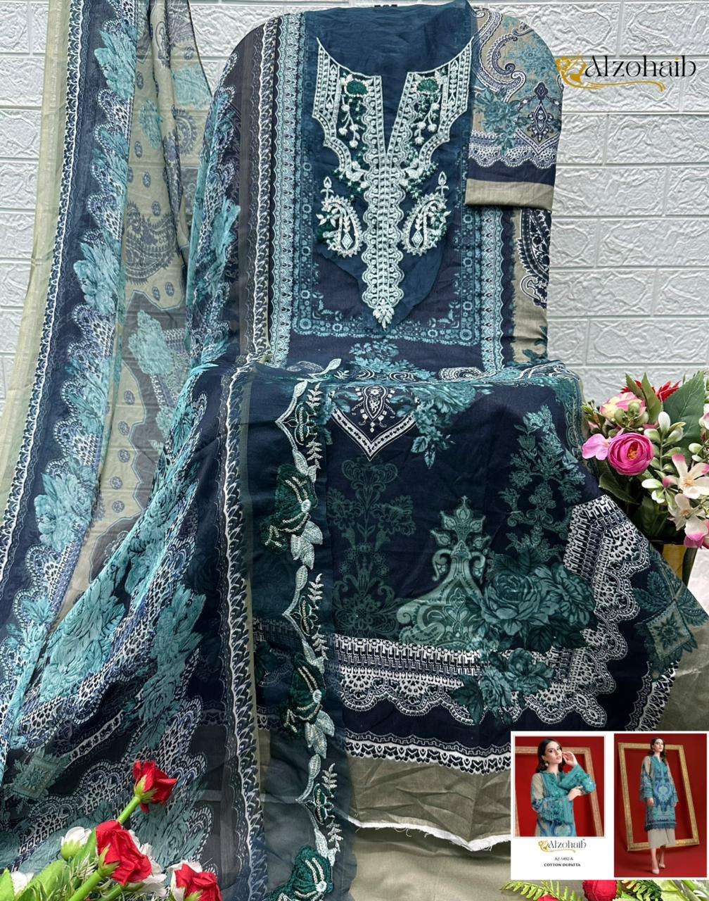 ALZOHIAB AZ - 1492 Cotton Printed Pakistani Suit Unstitched Pakistani Suit - Amrah Wholesale
