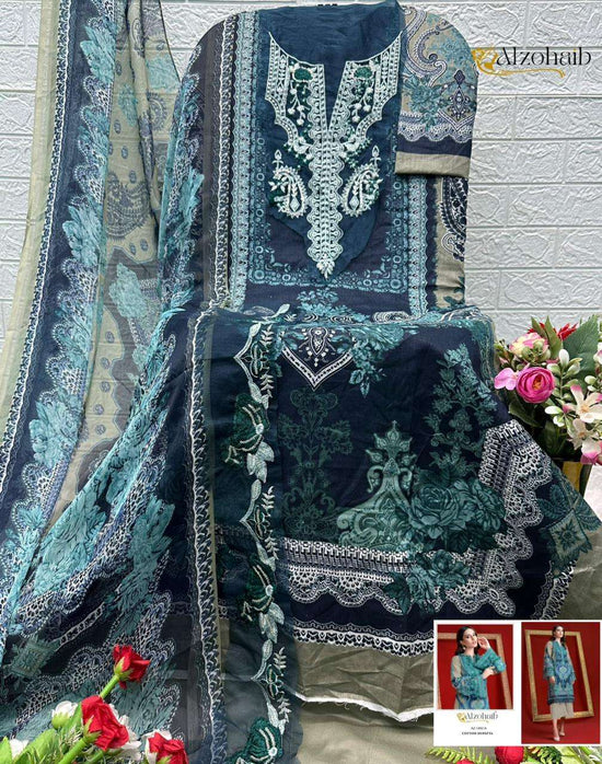 ALZOHIAB AZ - 1492 Cotton Printed Pakistani Suit Unstitched Pakistani Suit - Amrah Wholesale