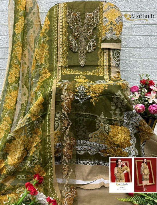 ALZOHIAB AZ - 1492 Cotton Printed Pakistani Suit Unstitched Pakistani Suit - Amrah Wholesale