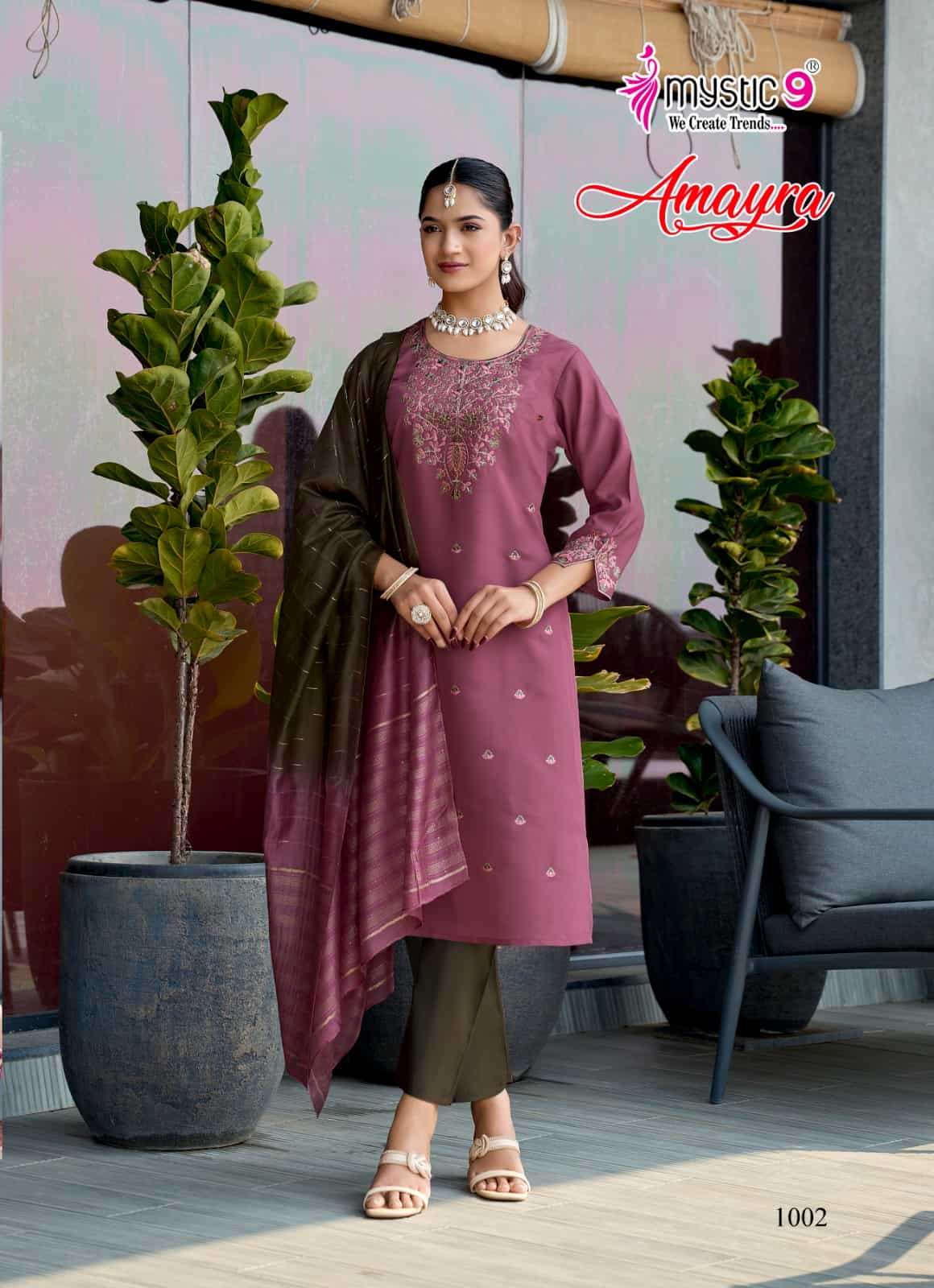 Mystic 9 Amayra Vol 1 Roman Silk Kurti Pant Dupatta Set - Amrah Wholesale
