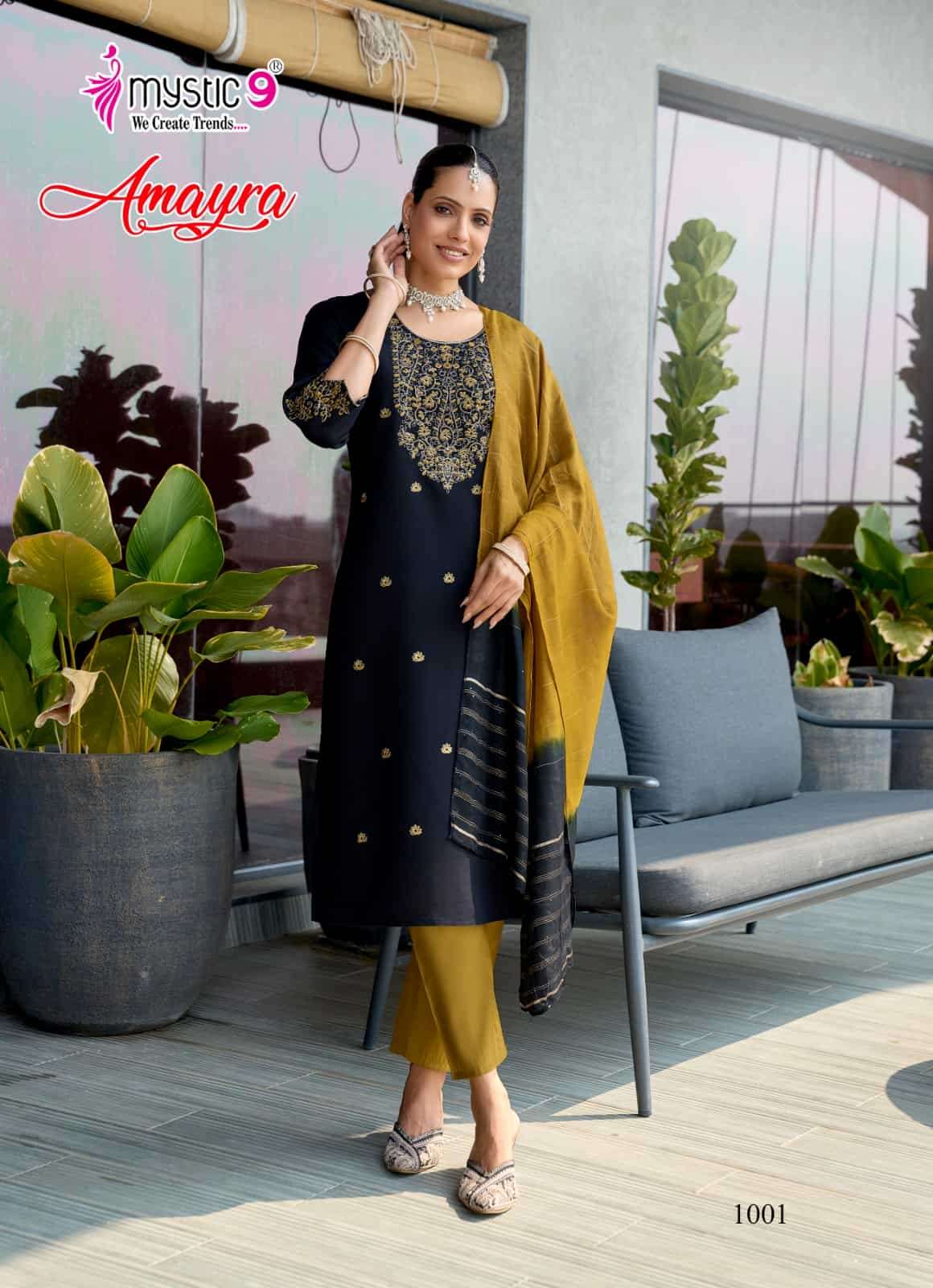 Mystic 9 Amayra Vol 1 Roman Silk Kurti Pant Dupatta Set - Amrah Wholesale
