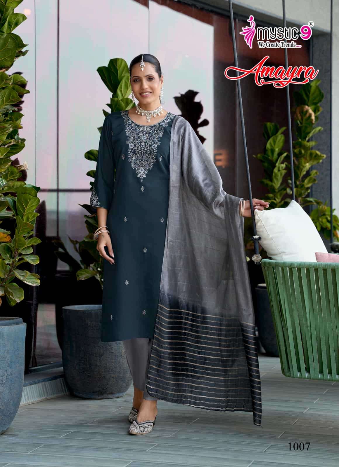 Mystic 9 Amayra Vol 1 Roman Silk Kurti Pant Dupatta Set - Amrah Wholesale