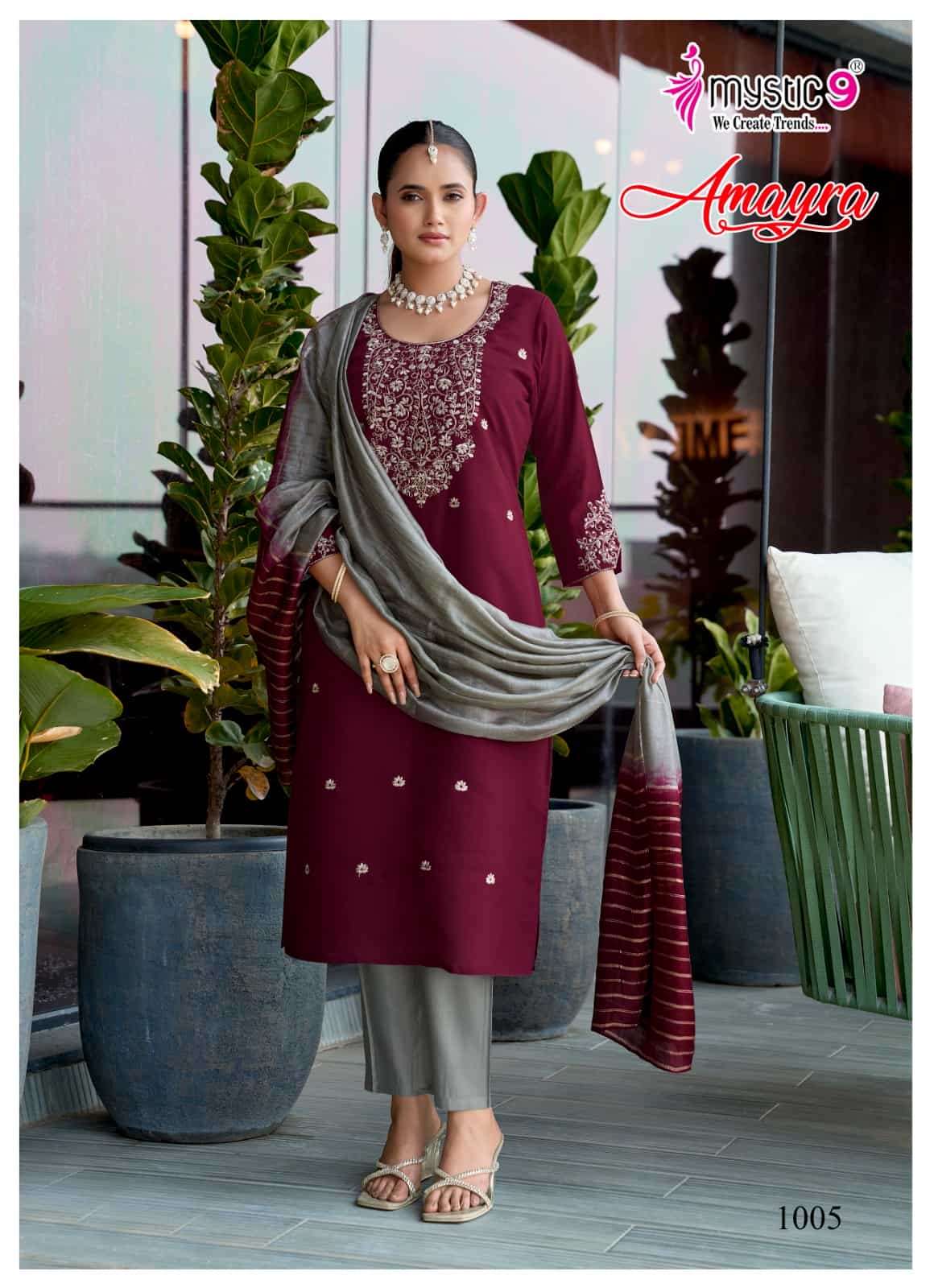 Mystic 9 Amayra Vol 1 Roman Silk Kurti Pant Dupatta Set - Amrah Wholesale
