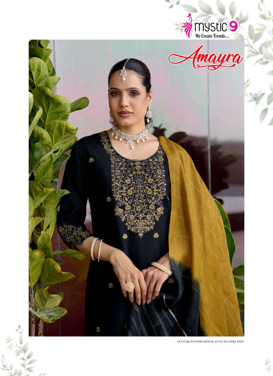Mystic 9 Amayra Vol 1 Roman Silk Kurti Pant Dupatta Set - Amrah Wholesale