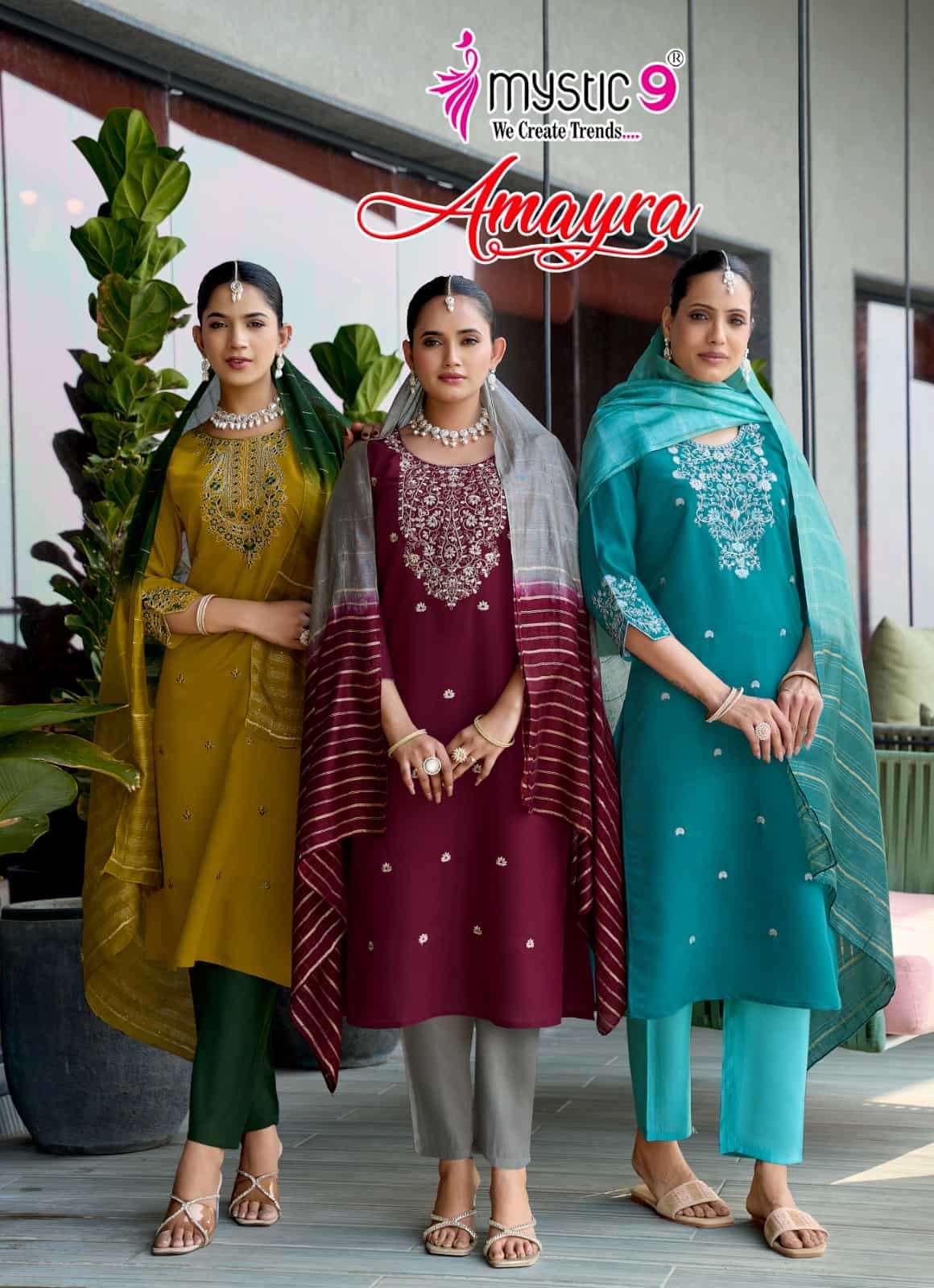 Mystic 9 Amayra Vol 1 Roman Silk Kurti Pant Dupatta Set - Amrah Wholesale