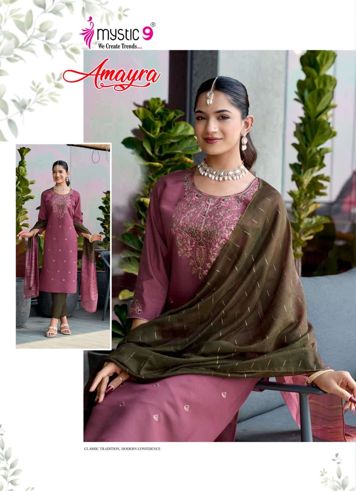 Mystic 9 Amayra Vol 1 Roman Silk Kurti Pant Dupatta Set - Amrah Wholesale