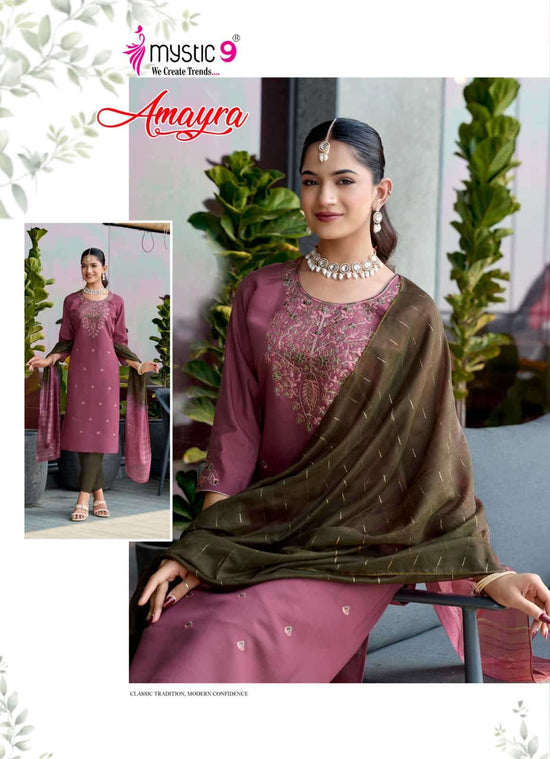 Mystic 9 Amayra Vol 1 Roman Silk Kurti Pant Dupatta Set - Amrah Wholesale