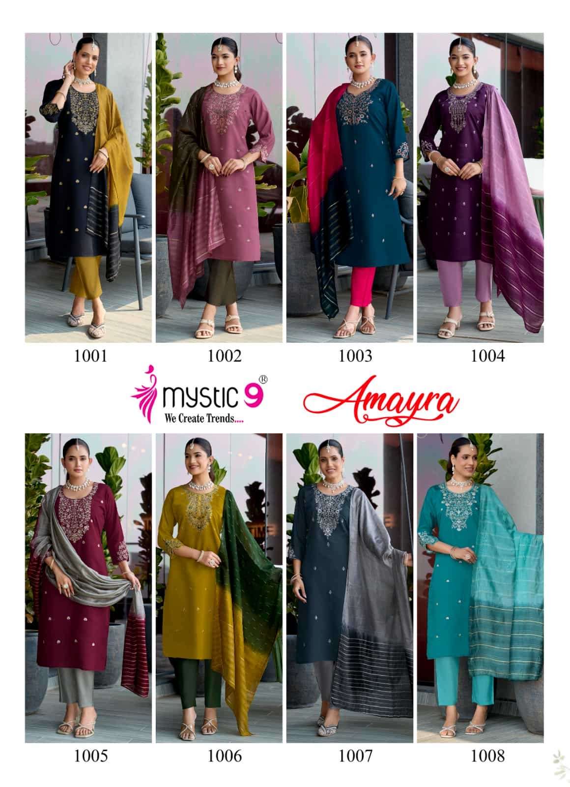 Mystic 9 Amayra Vol 1 Roman Silk Kurti Pant Dupatta Set - Amrah Wholesale