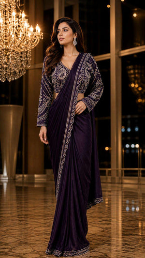 Amoha 526 Colors Fendi Fabric Heavy Ready To Wear Designer Saree - Amrah Wholesale