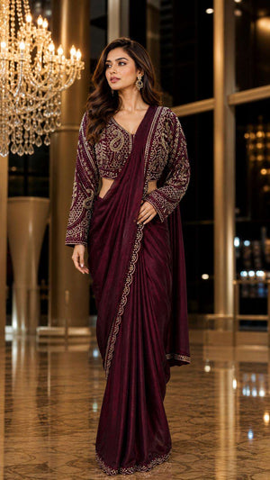 Amoha 526 Colors Fendi Fabric Heavy Ready To Wear Designer Saree - Amrah Wholesale