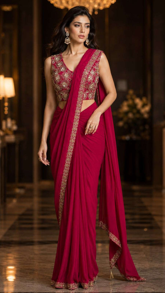Amoha A494 Colors Armani Satin Heavy Ready To Wear Designer Saree - Amrah Wholesale
