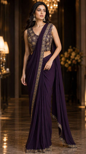 Amoha A494 Colors Armani Satin Heavy Ready To Wear Designer Saree - Amrah Wholesale