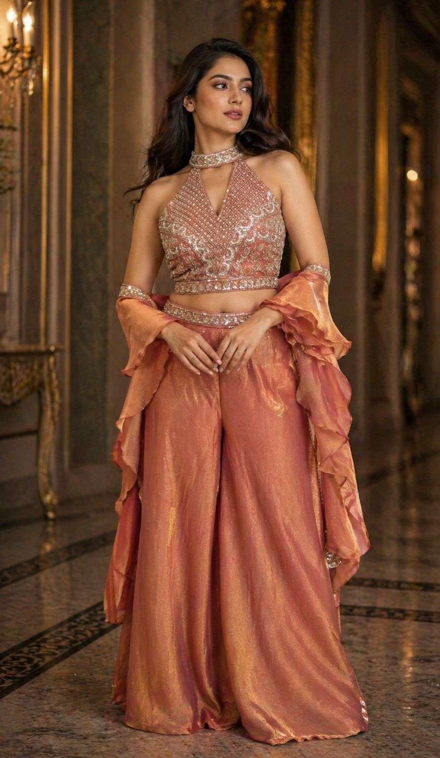 Amoha Trends D-542 NC Moss Indo Western Partywear Set