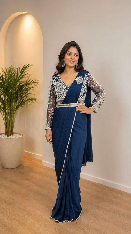 AMOHA TRENDZ 102309 Lycra Beads Work Saree - Amrah Wholesale