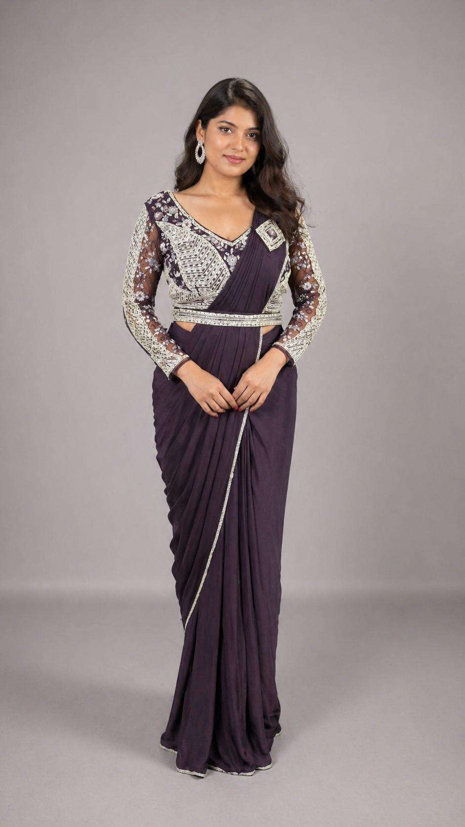 AMOHA TRENDZ 102309 Lycra Beads Work Saree - Amrah Wholesale