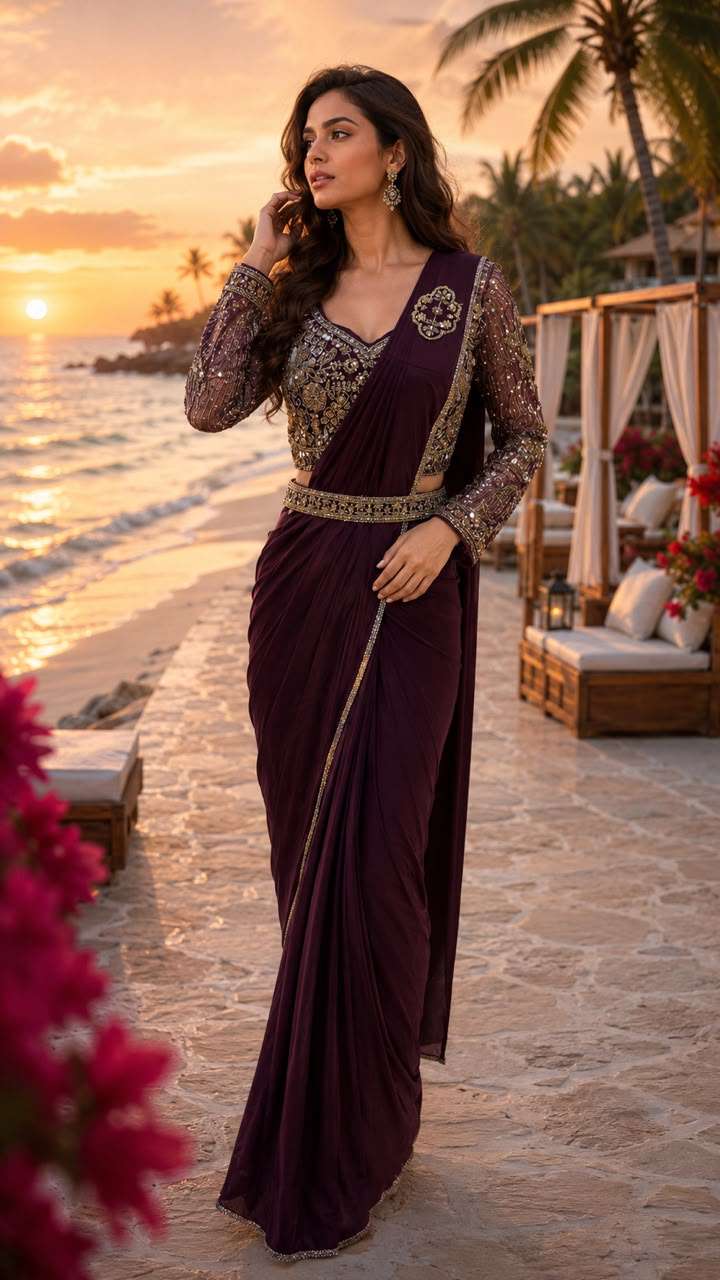 Amoha Trendz 102388 Lycra Embroidered Saree - Amrah Wholesale