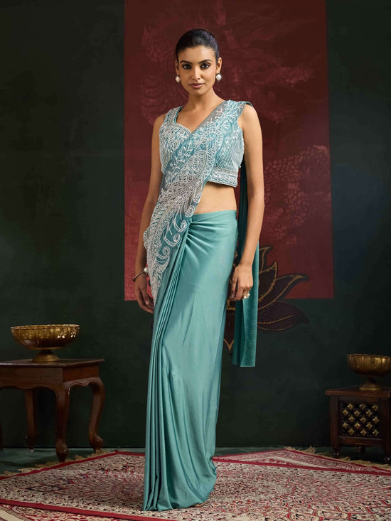 Amoha Trendz 102417 Lycra Embroidered Ready to Wear Saree
