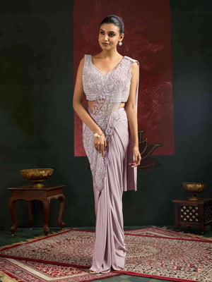 Amoha Trendz 102417 Lycra Embroidered Ready to Wear Saree