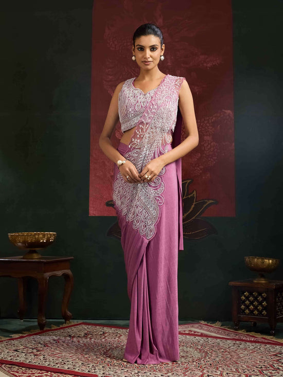 Amoha Trendz 102417 Lycra Embroidered Ready to Wear Saree