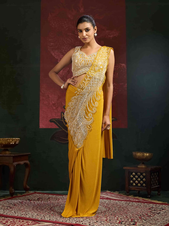 Amoha Trendz 102417 Lycra Embroidered Ready to Wear Saree