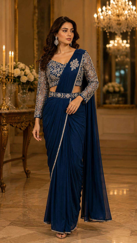 Amoha Trendz 102432 Lycra Embroidered Designer Saree