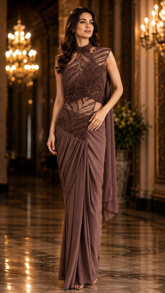 Amoha Trendz 102435 Lycra Embroidered Designer Saree