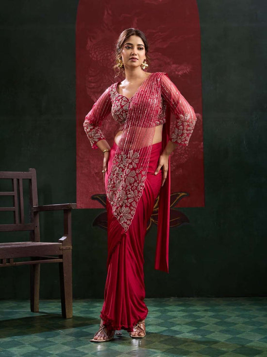 AMOHA TRENDZ 102438 Imported Lycra Stitched Saree