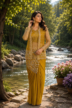 AMOHA TRENDZ 102439 Lycra Embroidered Saree - Amrah Wholesale