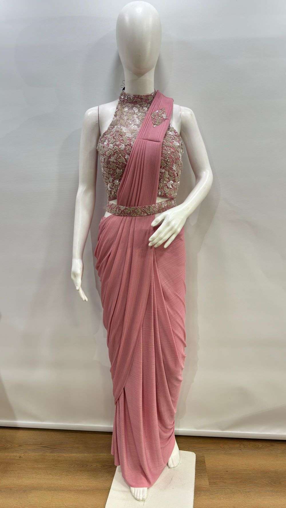 Amoha Trendz 102470 Lycra Readymade Party Wear Saree Set