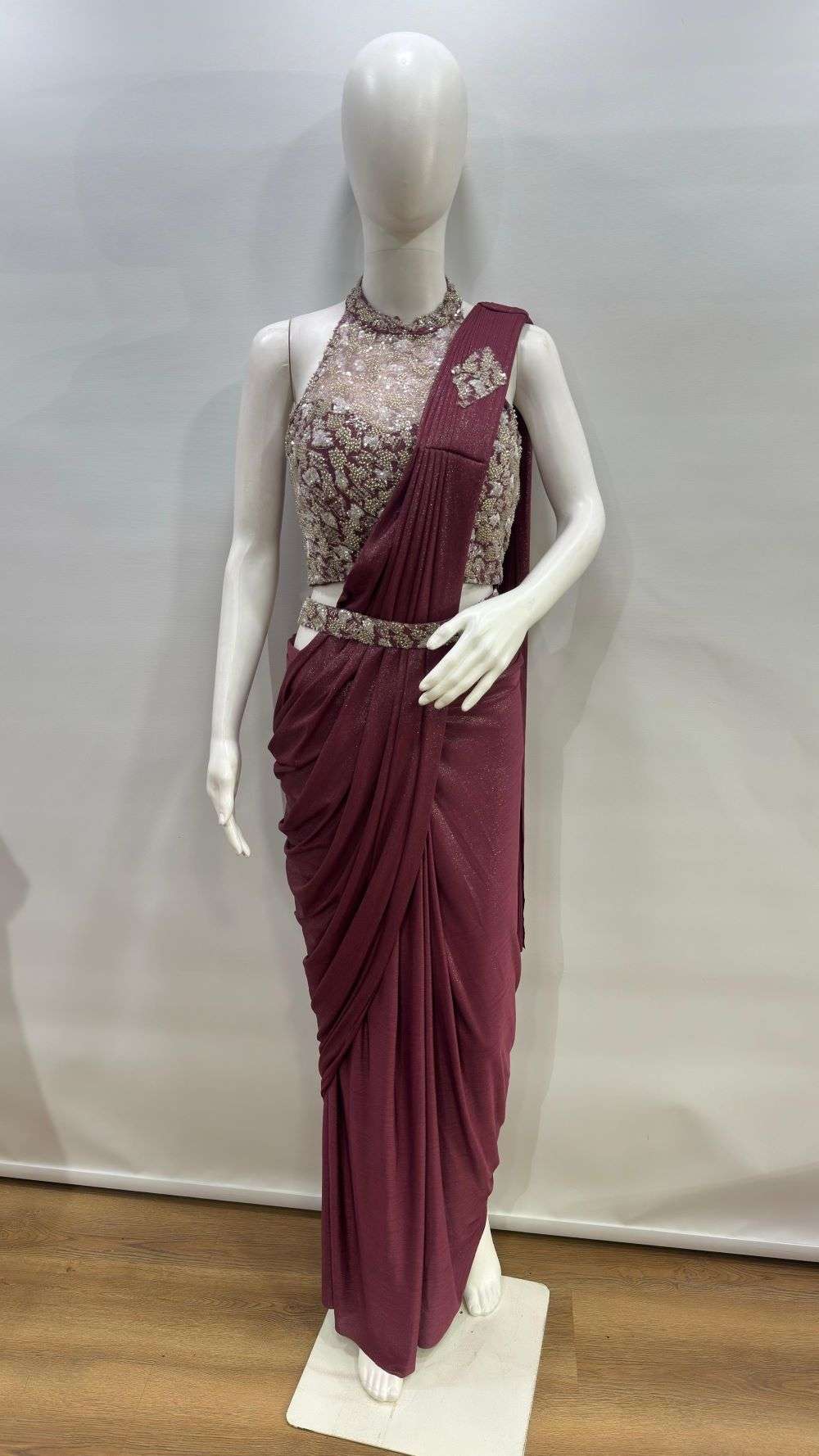 Amoha Trendz 102470 Lycra Readymade Party Wear Saree Set