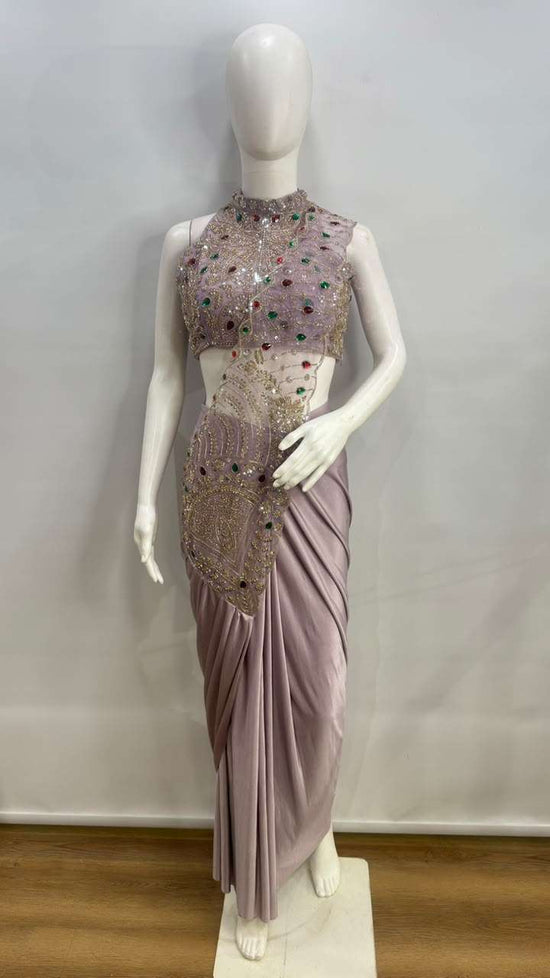 AMOHA TRENDZ 102483 Lycra Embroidered Ready To Wear Saree
