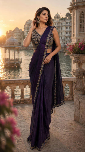 AMOHA TRENDZ A-514 Fandy Embroidered Stitched Saree Wholesale Collection - Amrah Wholesale