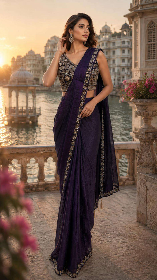 AMOHA TRENDZ A-514 Fandy Embroidered Stitched Saree Wholesale Collection - Amrah Wholesale