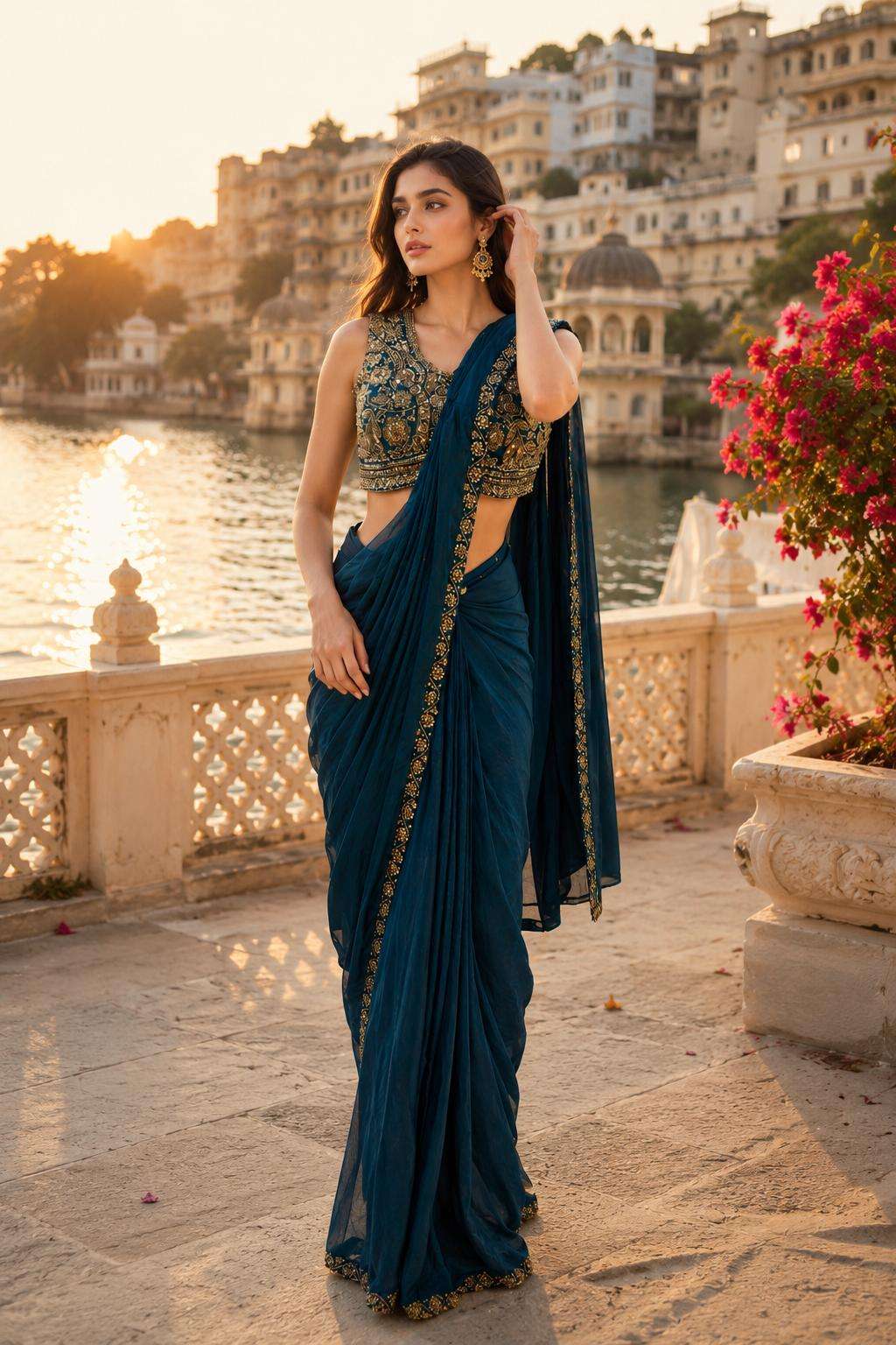 AMOHA TRENDZ A-514 Fandy Embroidered Stitched Saree Wholesale Collection - Amrah Wholesale