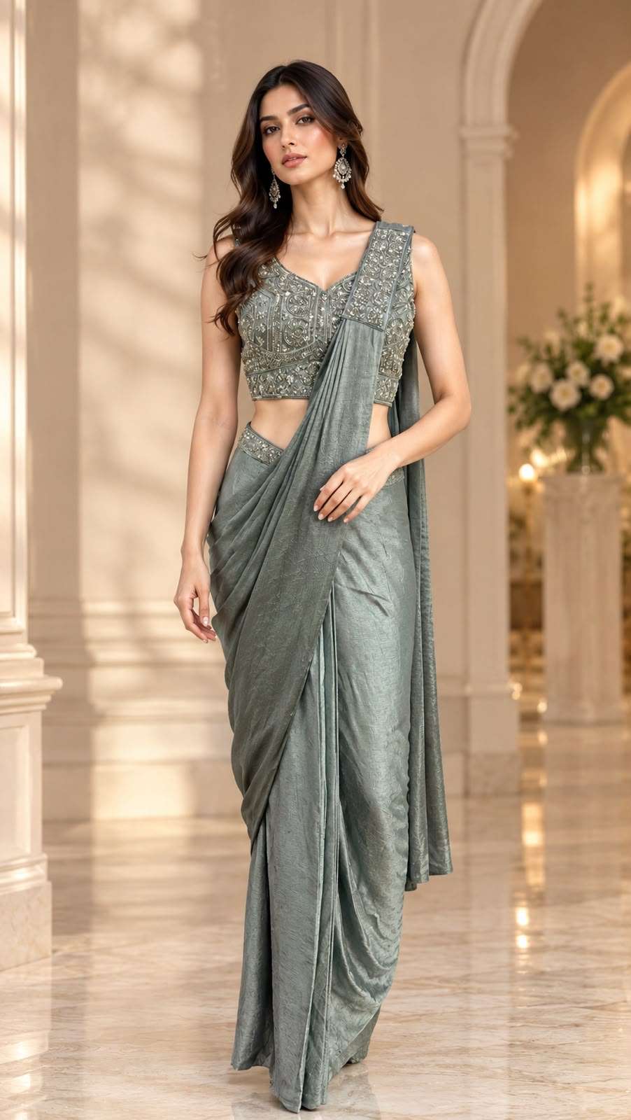 Amoha Trendz A-517 Fancy Embroidered Ready to Wear Saree