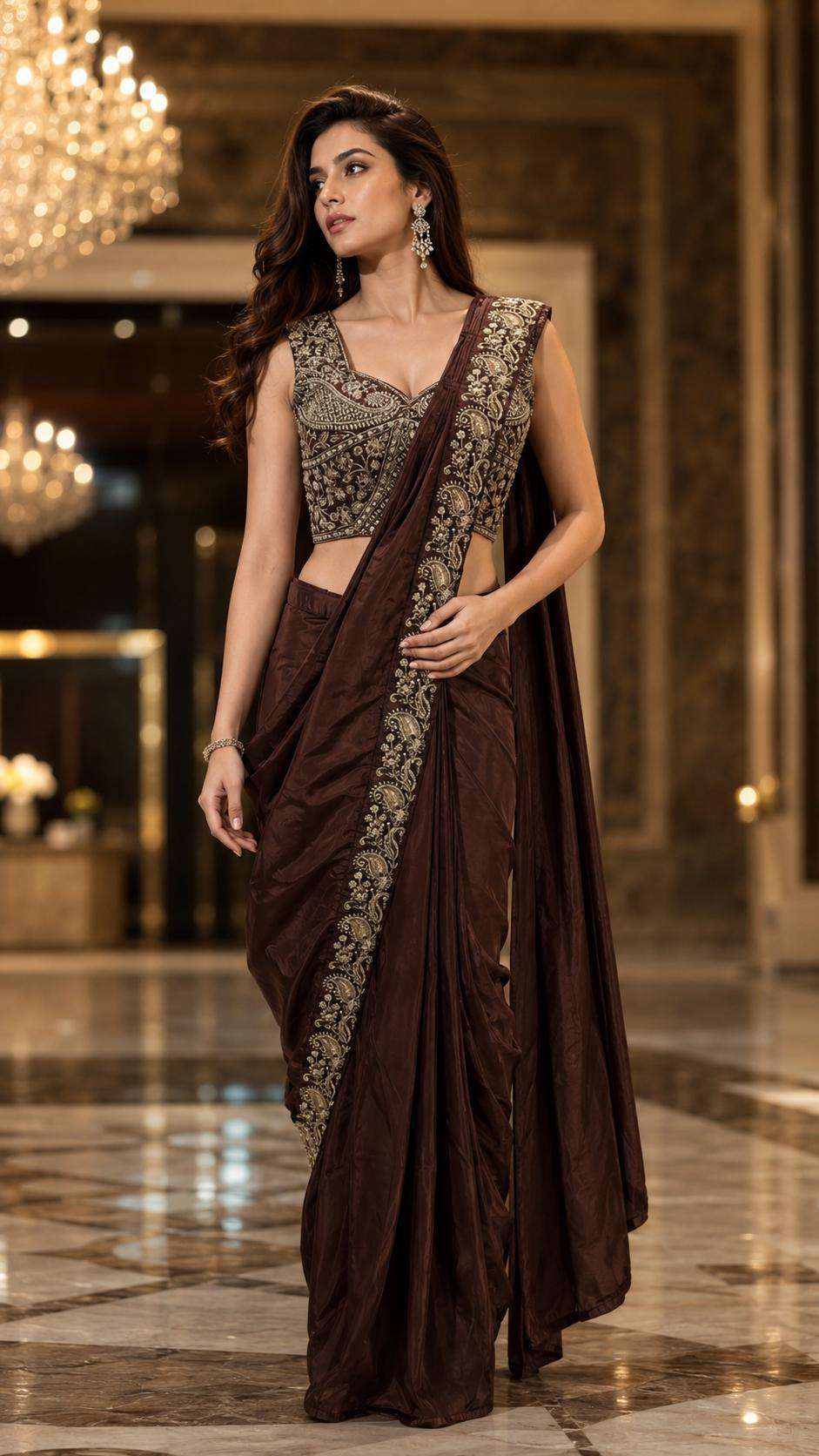 AMOHA TRENDZ A-536 Chinon Embroidery Saree - Amrah Wholesale