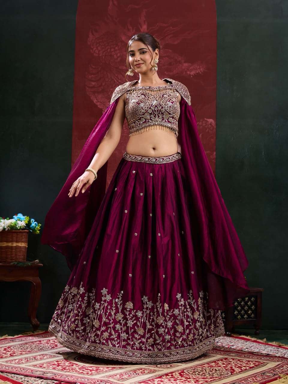 AMOHA TRENDZ A-539 Satin Ready To Wear Lehenga