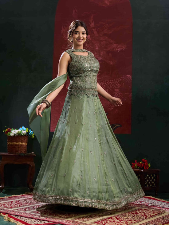 Amoha Trendz A-546 Beads Embroidered Handwork Party Wear Lehenga