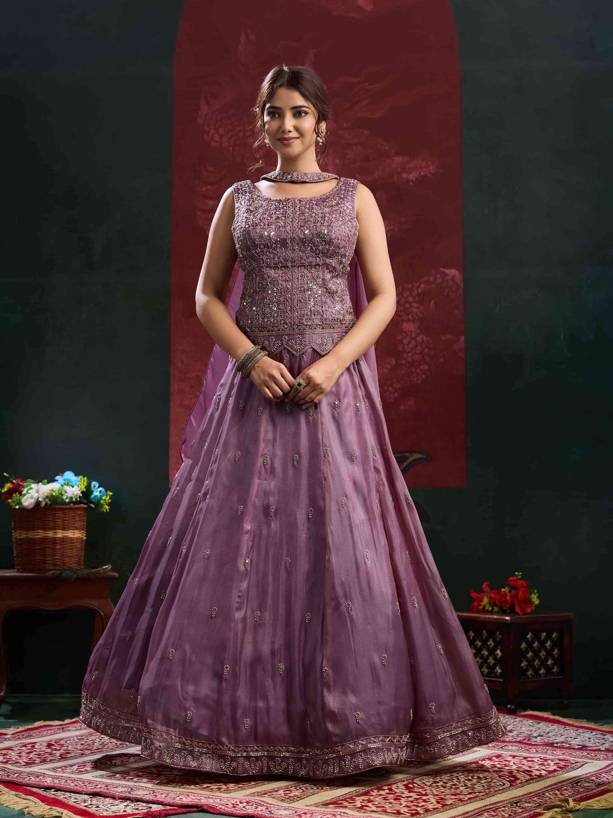 Amoha Trendz A-546 Beads Embroidered Handwork Party Wear Lehenga