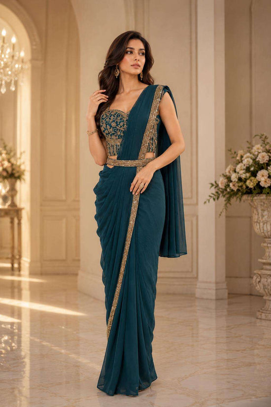 AMOHA TRENDZ A-553 Crush Embroidered Stitched Saree Wholesale Collection - Amrah Wholesale